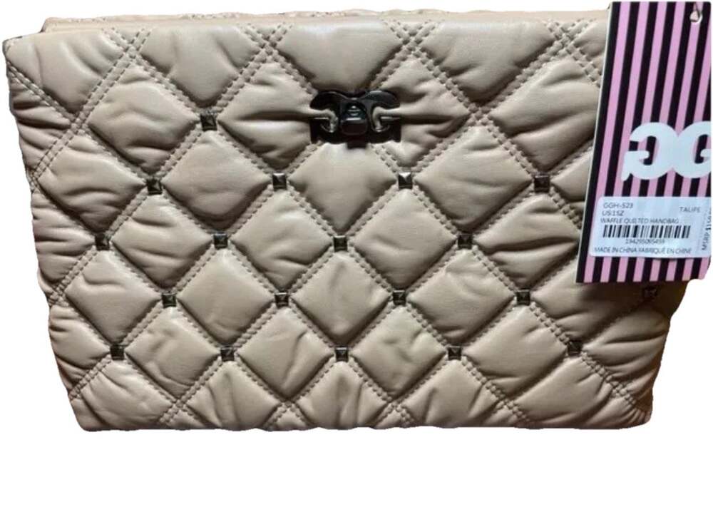 Gilda Paris Soft Taupe Waffle Quilted Handbag GGH-523 Light Good Quality NEW
